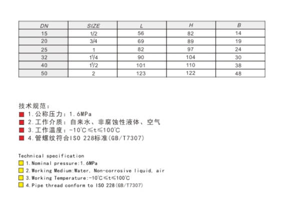 J9集团黄铜调节阀尺寸图
