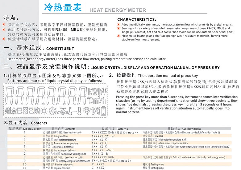 J9集团水表冷热量表特点