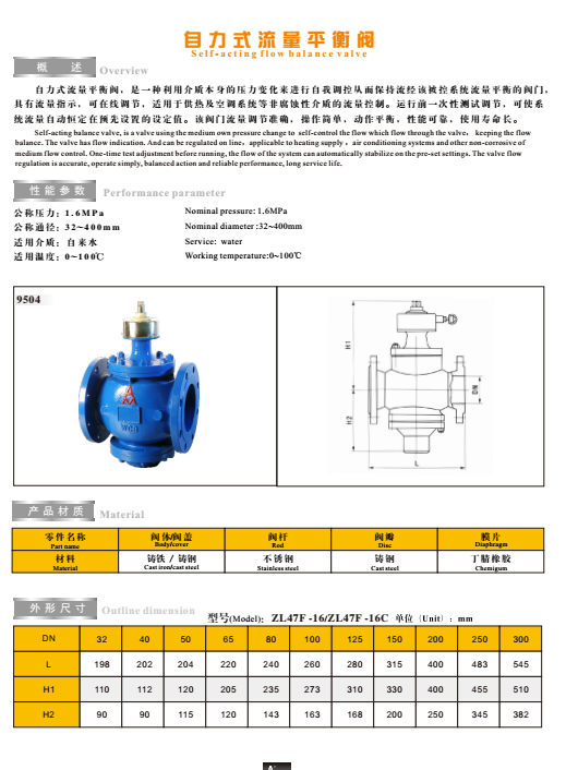 J9集团自力式流量平衡阀技术图
