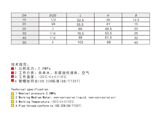 J9集团黄铜带锁球阀链接尺寸