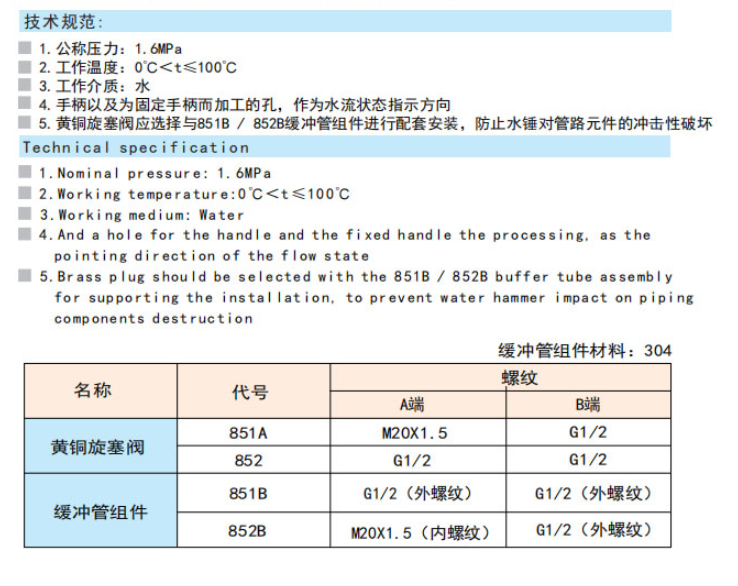 J9集团黄铜旋塞阀参数图
