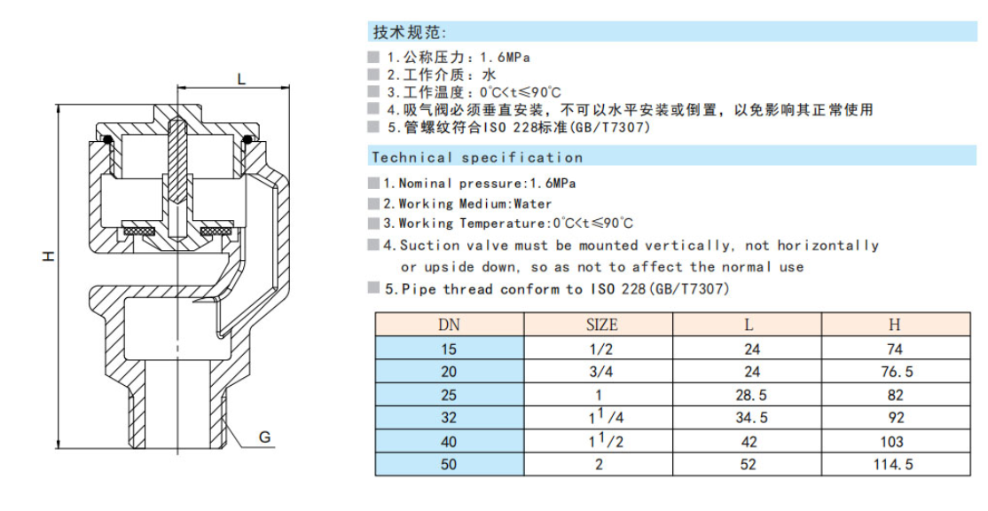 J9集团黄铜吸气阀参数图