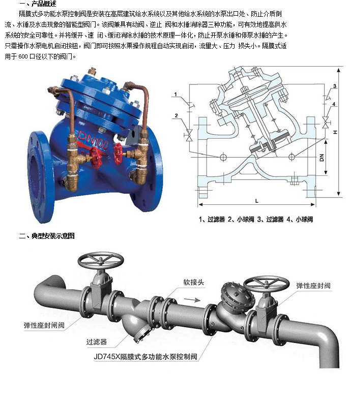 J9集团活塞式多功能水泵控制阀技术参数